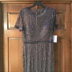 NWT Adrianna Papell Cap Sleeve Beaded Gown